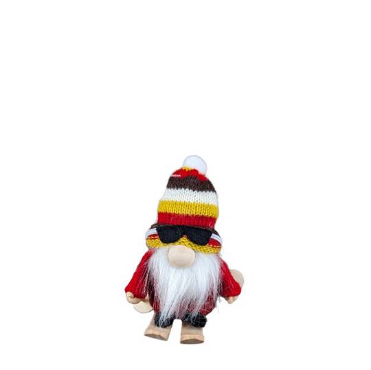 Santa Skiing, Red, White, Black & Yellow Stripe Knit Hat 10cm *ETA Nov